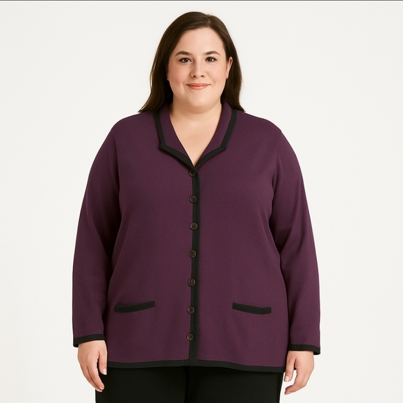 Lane Bryant Purple Button Down Cardigan Sz 14/16 - Picture 1 of 10